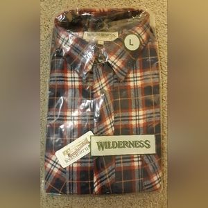 Wilderness Flannel Long Sleeve Plaid Men's Button Down Large